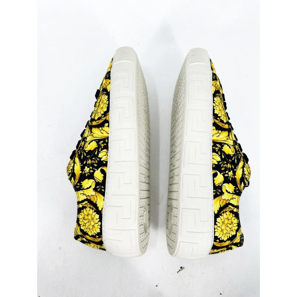 Versace Barocco Print Sneakers Mens 43 Yellow Greca‎ Low Top Luxury Trainers